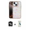 MARSİLYAN™- iPhone 14 Kılıf Odak Prime - Şeffaf Pasifik Cam Ekran Koruyucu + PVD Metal Kamera Lens - TU