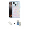 MARSİLYAN™- iPhone 14 Kılıf Odak Prime - Şeffaf Royal Nano Ekran Koruyucu + Sierra Blue Diamond Kamera Lens