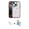 MARSİLYAN™- iPhone 14 Kılıf Odak Prime - Şeffaf Royal Nano Ekran Koruyucu + Sierra Blue Diamond Kamera Lens