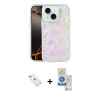 MARSİLYAN™- iPhone 14 Kılıf Odak Prime - Şeffaf Royal Nano Ekran Koruyucu + Sierra Blue Diamond Kamera Lens