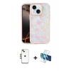 MARSİLYAN™- iPhone 14 Kılıf Odak Prime - Siyah 3D Antistatik Cam Ekran Koruyucu + Shine Kamera Lens - GD