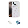 MARSİLYAN™- iPhone 14 Kılıf Odak Prime - Siyah 3D Antistatik Cam Ekran Koruyucu + Diamond Kamera Lens - SABE