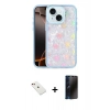 MARSİLYAN™- iPhone 14 Kılıf Odak Prime - Siyah 3D Antistatik Hayalet Cam Ekran Koruyucu + Diamond Kamera Lens - KI