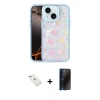 MARSİLYAN™- iPhone 14 Kılıf Odak Prime - Siyah 3D Antistatik Hayalet Cam Ekran Koruyucu + Diamond Kamera Lens - SABE