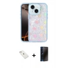MARSİLYAN™- iPhone 14 Kılıf Odak Prime - Siyah 3D Antistatik Hayalet Cam Ekran Koruyucu + Diamond Kamera Lens - PE