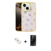 MARSİLYAN™- iPhone 14 Kılıf Odak Prime - Siyah 3D Antistatik Hayalet Cam Ekran Koruyucu + Diamond Kamera Lens - KI