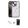 MARSİLYAN™- iPhone 14 Kılıf Odak Prime - Siyah 3D Antistatik Hayalet Cam Ekran Koruyucu + Diamond Kamera Lens - KI