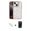 MARSİLYAN™- iPhone 14 Kılıf Odak Prime - Siyah 3D Antistatik Hayalet Cam Ekran Koruyucu + Diamond Kamera Lens - SABE