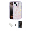 MARSİLYAN™- iPhone 14 Kılıf Odak Prime - Siyah 3D Antistatik Hayalet Cam Ekran Koruyucu + Diamond Kamera Lens - SABE