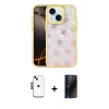 MARSİLYAN™- iPhone 14 Kılıf Odak Prime - Siyah 3D Antistatik Hayalet Cam Ekran Koruyucu + Shine Kamera Lens - SH