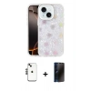 MARSİLYAN™- iPhone 14 Kılıf Odak Prime - Siyah 3D Antistatik Hayalet Cam Ekran Koruyucu + Shine Kamera Lens - SH
