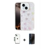 MARSİLYAN™- iPhone 14 Kılıf Odak Prime - Siyah 3D Antistatik Hayalet Cam Ekran Koruyucu + Shine Kamera Lens - YL