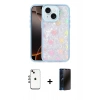 MARSİLYAN™- iPhone 14 Kılıf Odak Prime - Siyah 3D Antistatik Hayalet Cam Ekran Koruyucu + Shine Kamera Lens - GI