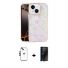 MARSİLYAN™- iPhone 14 Kılıf Odak Prime - Siyah 3D Antistatik Hayalet Cam Ekran Koruyucu + Shine Kamera Lens - SH