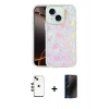 MARSİLYAN™- iPhone 14 Kılıf Odak Prime - Siyah 3D Antistatik Hayalet Cam Ekran Koruyucu + Shine Kamera Lens - YL