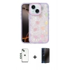 MARSİLYAN™- iPhone 14 Kılıf Odak Prime - Siyah 3D Antistatik Hayalet Cam Ekran Koruyucu + Shine Kamera Lens - YL