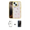 MARSİLYAN™- iPhone 14 Kılıf Odak Prime - Siyah 3D Antistatik Hayalet Cam Ekran Koruyucu + Shine Kamera Lens - GS