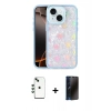 MARSİLYAN™- iPhone 14 Kılıf Odak Prime - Siyah 3D Antistatik Hayalet Cam Ekran Koruyucu + Shine Kamera Lens - YL