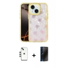 MARSİLYAN™- iPhone 14 Kılıf Odak Prime - Siyah 3D Antistatik Hayalet Cam Ekran Koruyucu + Shine Kamera Lens - YL