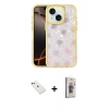 MARSİLYAN™- iPhone 14 Kılıf Odak Prime - Siyah Bilvis 3D Cam Ekran Koruyucu + Diamond Kamera Lens - YL