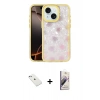 MARSİLYAN™- iPhone 14 Kılıf Odak Prime - Siyah Bilvis 3D Mat Cam Ekran Koruyucu + Sierra Blue Diamond Kamera Lens