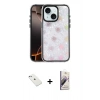 MARSİLYAN™- iPhone 14 Kılıf Odak Prime - Siyah Bilvis 3D Mat Cam Ekran Koruyucu + Sierra Blue Diamond Kamera Lens
