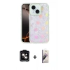 MARSİLYAN™- iPhone 14 Kılıf Odak Prime - Siyah Bilvis 3D Mat Cam Ekran Koruyucu + PVD Metal Kamera Lens - TU
