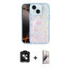 MARSİLYAN™- iPhone 14 Kılıf Odak Prime - Siyah Bilvis 3D Mat Cam Ekran Koruyucu + PVD Metal Kamera Lens - TU
