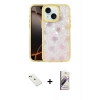 MARSİLYAN™- iPhone 14 Kılıf Odak Prime - Siyah Bilvis 3D Mat Cam Ekran Koruyucu + Diamond Kamera Lens - YL