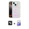 MARSİLYAN™- iPhone 14 Kılıf Odak Prime - Siyah Bilvis 5in1 5D Magic Hayalet Cam Ekran Koruyucu + Pembe PVD Metal Kamera Lens