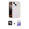 MARSİLYAN™- iPhone 14 Kılıf Odak Prime - Siyah Bilvis 5in1 5D Magic Hayalet Cam Ekran Koruyucu + Pembe PVD Metal Kamera Lens