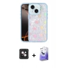 MARSİLYAN™- iPhone 14 Kılıf Odak Prime - Siyah Bilvis 5in1 5D Magic Hayalet Cam Ekran Koruyucu + Pembe PVD Metal Kamera Lens