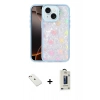 MARSİLYAN™- iPhone 14 Kılıf Odak Prime - Siyah Bilvis Hayalet Cam Ekran Koruyucu + Diamond Kamera Lens - PE