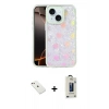 MARSİLYAN™- iPhone 14 Kılıf Odak Prime - Siyah Bilvis Hayalet Cam Ekran Koruyucu + Diamond Kamera Lens - PE