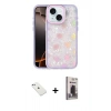 MARSİLYAN™- iPhone 14 Kılıf Odak Prime - Siyah Bilvis Hayalet Cam Ekran Koruyucu + Sierra Blue Diamond Kamera Lens