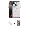 MARSİLYAN™- iPhone 14 Kılıf Odak Prime - Siyah Bilvis Hayalet Cam Ekran Koruyucu + Sierra Blue Diamond Kamera Lens