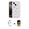 MARSİLYAN™- iPhone 14 Kılıf Odak Prime - Siyah Buffer Cam Ekran Koruyucu + Mavi Shine Kamera Lens