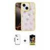 MARSİLYAN™- iPhone 14 Kılıf Odak Prime - Siyah Buffer Cam Ekran Koruyucu + Mavi Shine Kamera Lens