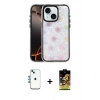 MARSİLYAN™- iPhone 14 Kılıf Odak Prime - Siyah Buffer Cam Ekran Koruyucu + Mavi Shine Kamera Lens
