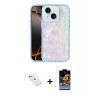 MARSİLYAN™- iPhone 14 Kılıf Odak Prime - Siyah Buffer Hayalet Cam Ekran Koruyucu + Diamond Kamera Lens - KI