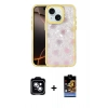 MARSİLYAN™- iPhone 14 Kılıf Odak Prime - Siyah Buffer Hayalet Cam Ekran Koruyucu + PVD Metal Kamera Lens - MI