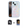 MARSİLYAN™- iPhone 14 Kılıf Odak Prime - Siyah Buffer Hayalet Cam Ekran Koruyucu + PVD Metal Kamera Lens - MI