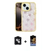MARSİLYAN™- iPhone 14 Kılıf Odak Prime - Siyah Buffer Hayalet Cam Ekran Koruyucu + PVD Metal Kamera Lens - GS