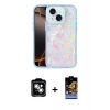 MARSİLYAN™- iPhone 14 Kılıf Odak Prime - Siyah Buffer Hayalet Cam Ekran Koruyucu + PVD Metal Kamera Lens - GS