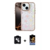 MARSİLYAN™- iPhone 14 Kılıf Odak Prime - Siyah Buffer Hayalet Cam Ekran Koruyucu + PVD Metal Kamera Lens - GS
