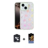 MARSİLYAN™- iPhone 14 Kılıf Odak Prime - Siyah Buffer Hayalet Cam Ekran Koruyucu + PVD Metal Kamera Lens - SH