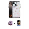 MARSİLYAN™- iPhone 14 Kılıf Odak Prime - Siyah Buffer Hayalet Cam Ekran Koruyucu + Raze Metal Kamera Lens - KI