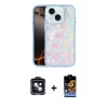 MARSİLYAN™- iPhone 14 Kılıf Odak Prime - Siyah Buffer Hayalet Cam Ekran Koruyucu + PVD Metal Kamera Lens - SH