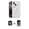 MARSİLYAN™- iPhone 14 Kılıf Odak Prime - Siyah Buffer Hayalet Cam Ekran Koruyucu + PVD Metal Kamera Lens - SH