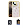MARSİLYAN™- iPhone 14 Kılıf Odak Prime - Siyah Buffer Hayalet Cam Ekran Koruyucu + PVD Metal Kamera Lens - SH